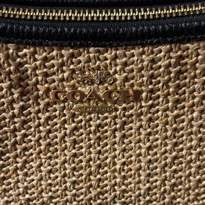 Coach Woven Shoulder Bag in Tan and Black